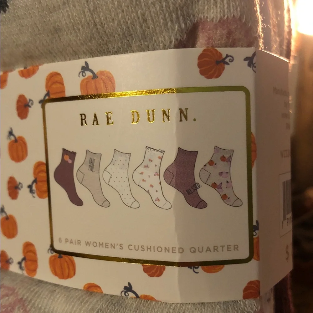Rae Dunn Fall Themed 6 Pair Women’s Cushioned Quarter Socks Shoe Size 4-10